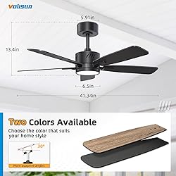 VOLISUN Low Profile Ceiling Fan with Light, 44 inch