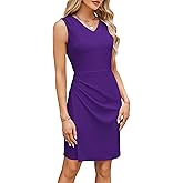 GRACE KARIN Women Wear to Work Sleeveless V-Neck Ruched Bodycon Wrap Office Party Cocktail Pencil Dresses