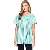 Casual Nights Women's Snap Front Smock Cobbler Woven Scrub Apron Top with Pockets