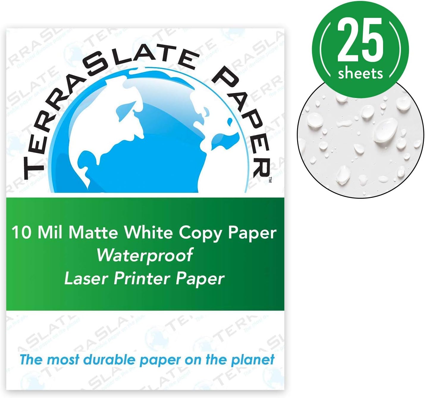 TerraSlate Copy Paper Waterproof Laser Printer, Rain Weatherproof, 10 MIL, 8.5x11-inch, 25 Sheets : Office Products