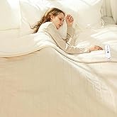 VELLUBAM Electric Heated Blanket Twin 62" x 84" - Soft Cozy Flannel Sherpa Heated Blanket with 5 Heating Levels & 10 Hours Auto Off, Electric Blanket as a Gift for Grandma, ETL Certified (White)