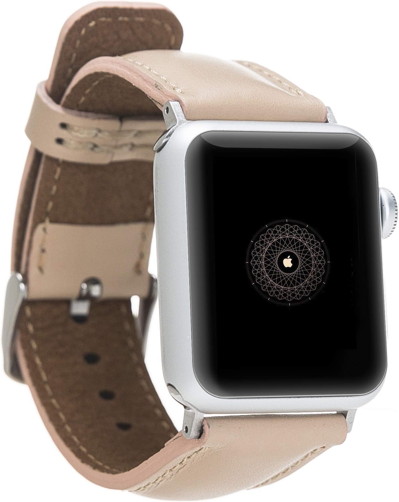 Solo Pelle Leather Bracelet Monaco for The Apple Watch Series 1-4 I Nude Pink 38mm / 40mm with Silver Connectors