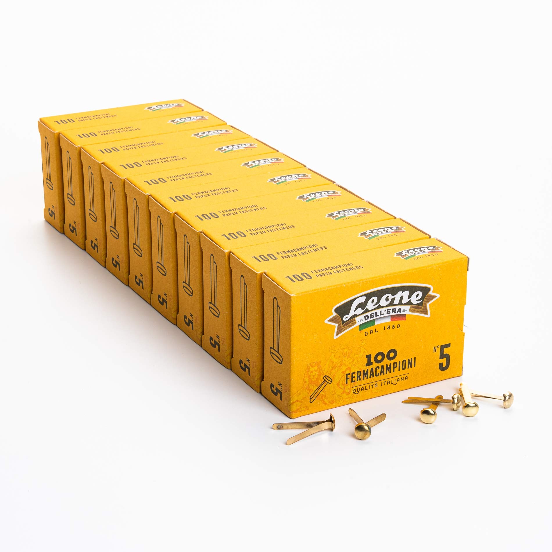 1000 Brass Spring Clips Astra No. 5 (25 mm) - 10 Boxes of 100 Pieces. - Leone Dell'Era Made in Italy