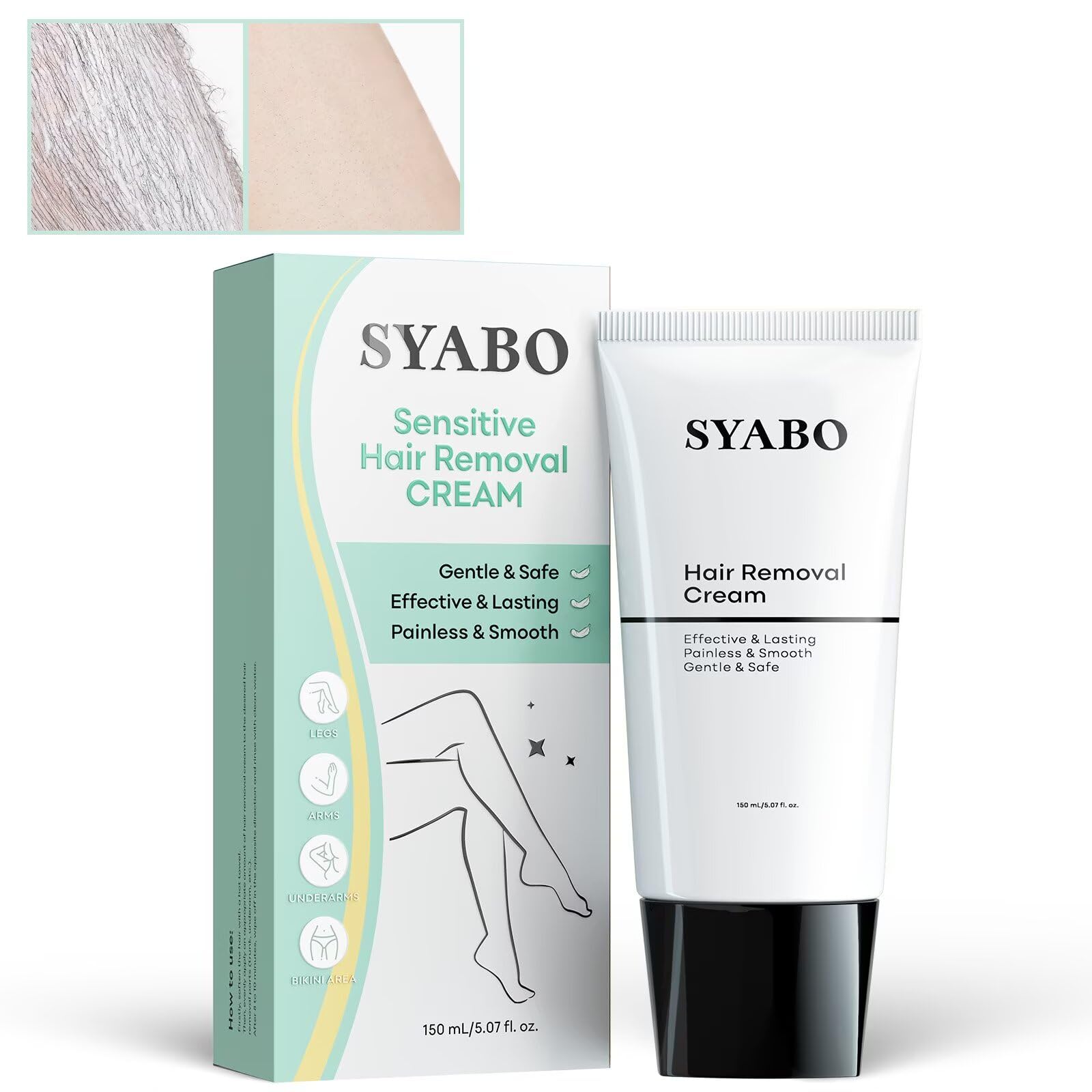 Photo 1 of *** 2 pack***Sensitive Skin Hair Removal Cream - Painless Bikini Hair Removal for Women Men, Sensitive Formula Depilatory Cream for Pubic, Bikini Line, Legs, Arms, Underarms, Unwanted Coarse Hair, 5FL OZ