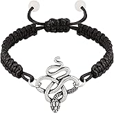 Sacina Snake Black Braided Bracelet Strand, Gothic Emo Punk Grunge Bracelet, Goth Jewelry, Christmas Jewelry Gift for Women