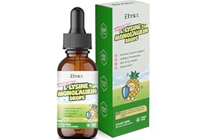 ELYSX L-lysine Monolaurin Liquid Drops, Lysine 1000mg Supplement for Kids & Adults, with Vitamin C & D3, Zinc Citrate, Selenium, Quercetin & Elderberry Extract, Immune Support, Lip & Skin Health, 2 FL OZ