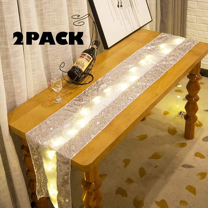 Amazon Com Elnsivo 2pack Handmade Silver Sequin Wedding Table