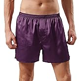 Mobarta Men's Satin Boxers Shorts Satin Pajama Bottom Shorts Underwear Silk Boxers (US, Alpha, Medium, Regular, Regular, 1 Pack-Purple)