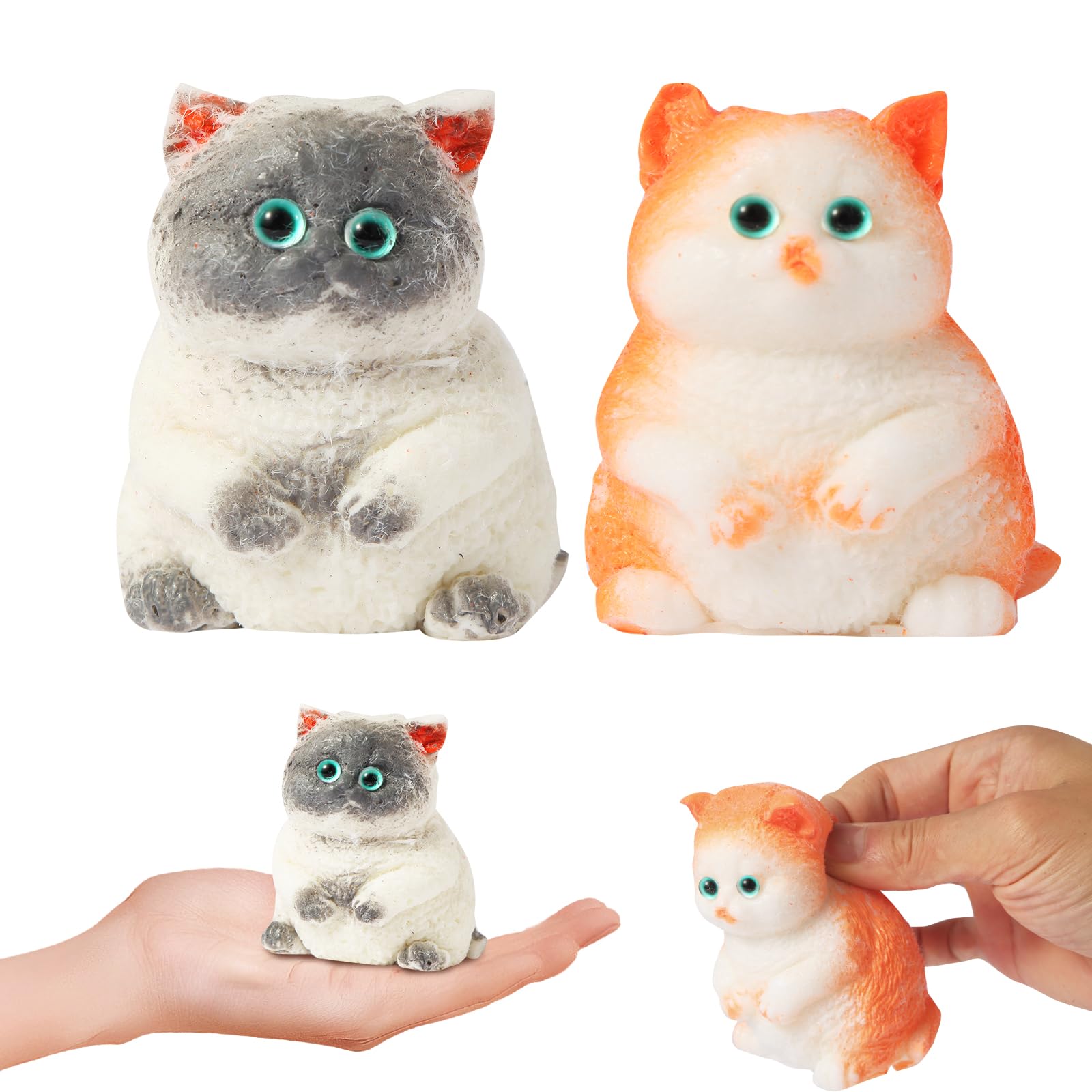 Photo 1 of 2 Pack Cat Squishy Squeeze Toys, Stress Relief Squishies for Kids Party Favors, Furry Cat Toys Squishy Funny Fidget Toys Novelty Things Suitable for Adults Kids