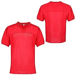 Aumudle Men Blank Plain Football Jersey Practice