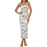 Milumia Women's 2026 Summer Floral Bodycon Maxi Dress Strapless Tube Top Long Dresses Wedding Guest Party