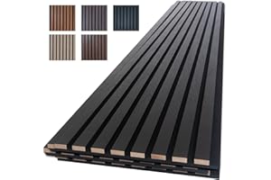 NeatiEase Wood Slat Wall Panels, 4-Piece 96" x 12.6", Soundproof & Noise Cancelling, Acoustic Wall Panels (Black)