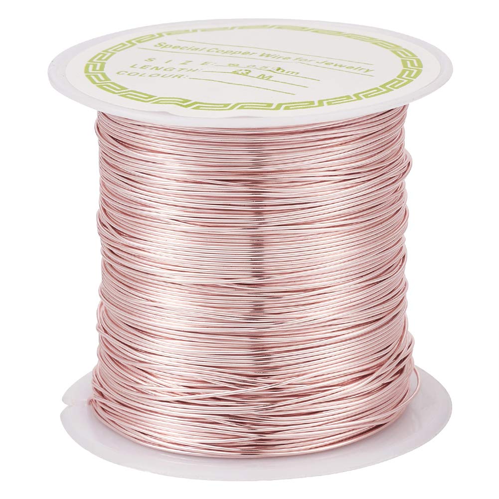 Beadthoven 24Gauge/0.5mm Tarnish Resistant Copper Wire 75 Ft/23M Bendable Metal Wires Rose Gold for Jewelry Wrapping Beading Sculpture Crafts
