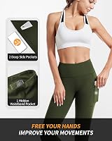 CAMBIVO Yoga Pants Women High Rise Leggings with Pockets Green view 3