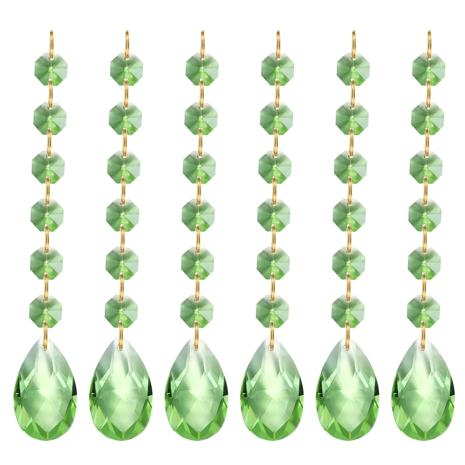 PATIKIL Teardrop Crystal Chandelier Pendants Beads, 6 Pack 160mm Length 38mm Chandelier Prisms Parts Ornaments Hanging Beads for DIY Arts Crafts Decoration, Light Green