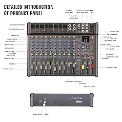 JXSOU Audio Mixer, 16-Channel DJ Mixer Bluetooth