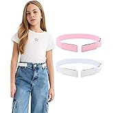 AWAYTR Kids Elastic No Buckle Belt for Girls Toddler for Causal Pants Jeans