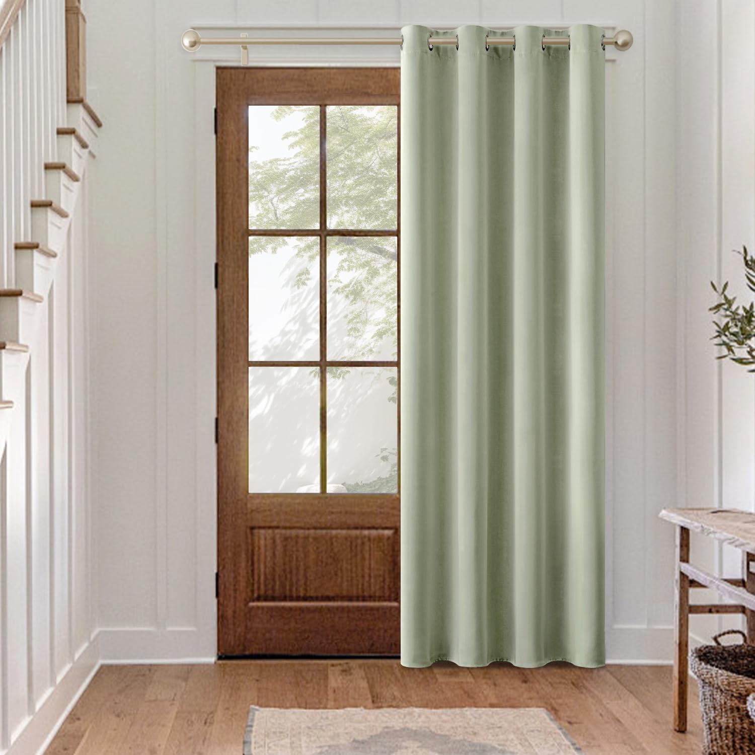 MIULEE Blackout Curtain for Living Room, Super Soft Black Out Curtain with Eyelet, Thermal Insulated Room Darkening Window Drape for Bedroom W55 X L88 inch Sage Green, 1 Panel