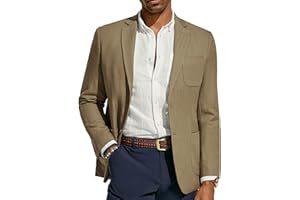 PJ PAUL JONES Men's Blazer Jacket Cotton Linen Sports Coats Regular Fit Two Buttons Herringbone Suit Jackets