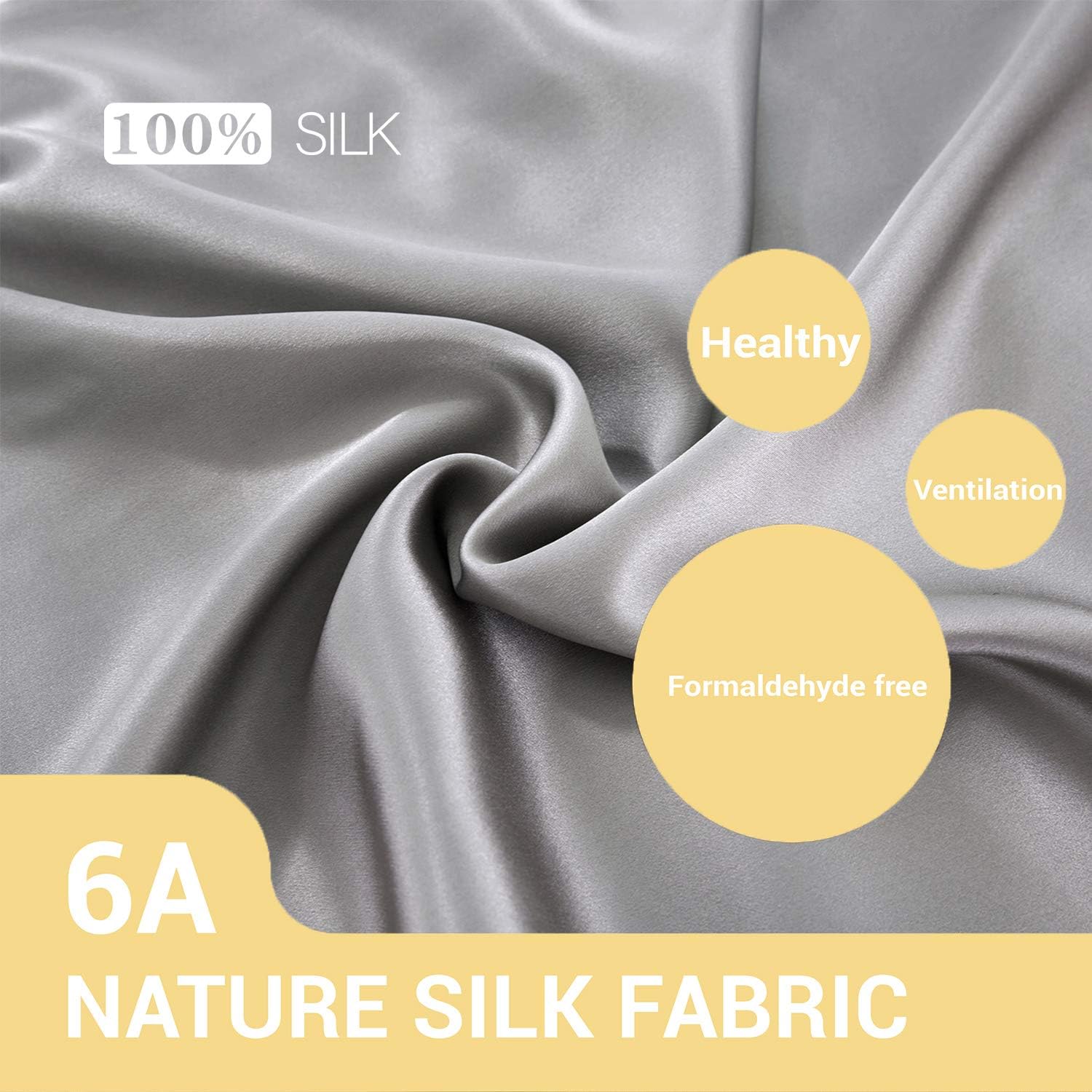 ZIMASILK 100% Mulberry Silk Pillowcase for Hair and Skin,Both Side 19 Momme Silk, 1pc (Queen 20''x30'', Dark Grey): Home & Kitchen