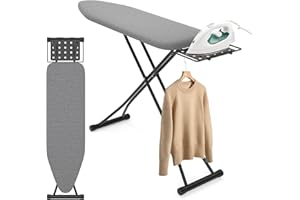 DIAMONDFORGE Ironing Board with Porous Iron Rest and 7 Adjustable Heights, 43" ×13" Size Iron Board with 3-Layer Heat Resistant Cover and Pad for Home Apartment Laundry, Gray