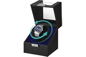SONGMICS Automatic Single Watch Winder Box with Quiet Motor, for Automatic Watches, with LED Light, Adjustable Pillow, Lock, 
