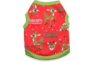 DroolingDog Dog Christmas Shirt Rudolph Reindeer Pattern Puppy Clothes for Small Dogs, Large