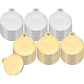 PATIKIL 60 Pcs 1/2 inch Round Metal Stamping Blanks, Stainless Steel Silver Tone Gold Tone Blank Tags with Hole for Metal Stamping Tag, Jewelry Making, Engraving