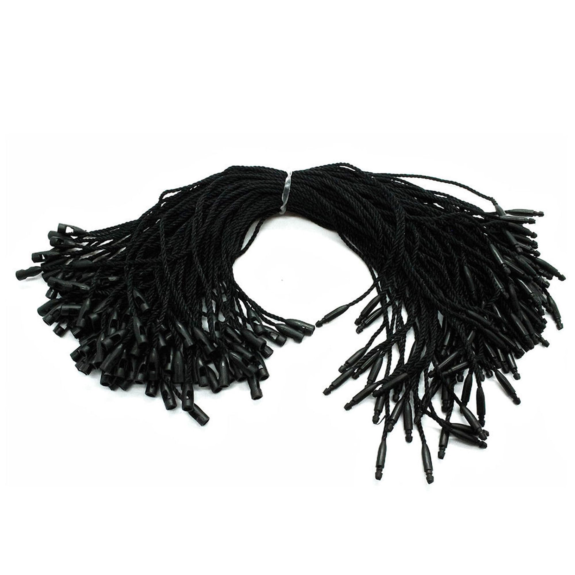 Trimming Shop Set of 500 Pieces Black Nylon String Hang Tags - Snap Lock Pins Loop Price Tag Fastener for Attaching Labels and Security Tags - Fastener for Products, 7 inches Long