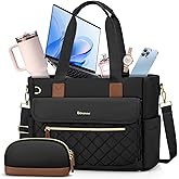 RAINSMORE Teacher Tote Bag 15.6 inch Laptop Bag for Women with Small Bag Work Bags Nurse Bag Professional Computer Briefcase