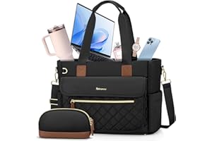 RAINSMORE Teacher Tote Bag 15.6 inch Laptop Bag for Women with Cup Holder Work Bags Nurse Bag Professional Computer Briefcase