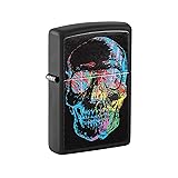 Zippo Colorful Skull Pocket Lighter, Black Matte