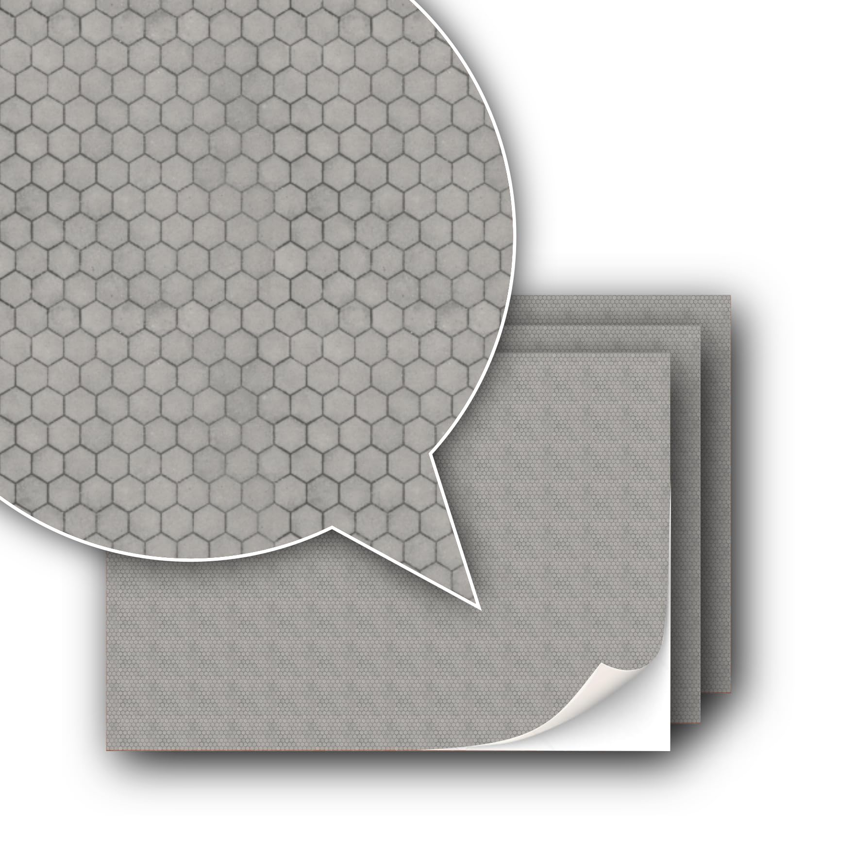 TexturKontor 3 Sheets Self-Adhesive Decorative Film Paving Stones and Surfaces for Model Making in Scale 1:87 H0 (Concrete Hexagons) — image 1