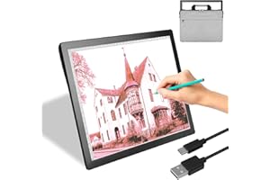 ASRAS Rechargeable A4 Led Light Box Tracer with Carry Bag, 5-Level Brightness Dimmable A4 LED Light Pad Tracer for Cricut Vinyl, Weeding Tools, Drawing Crafting Box for Tracing, Sketching & HTV，Black