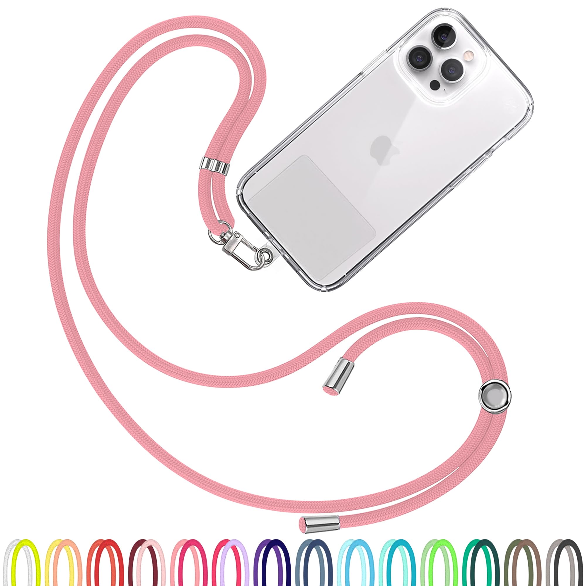TBOC Cell Phone Lanyard [Pink] - Comfortable Universal Smartphone Lanyard - Easy to Use Neck Phone Holder [Clear Patch] - Adjustable Length Phone Strap Crossbody - Fits All Mobile Phones