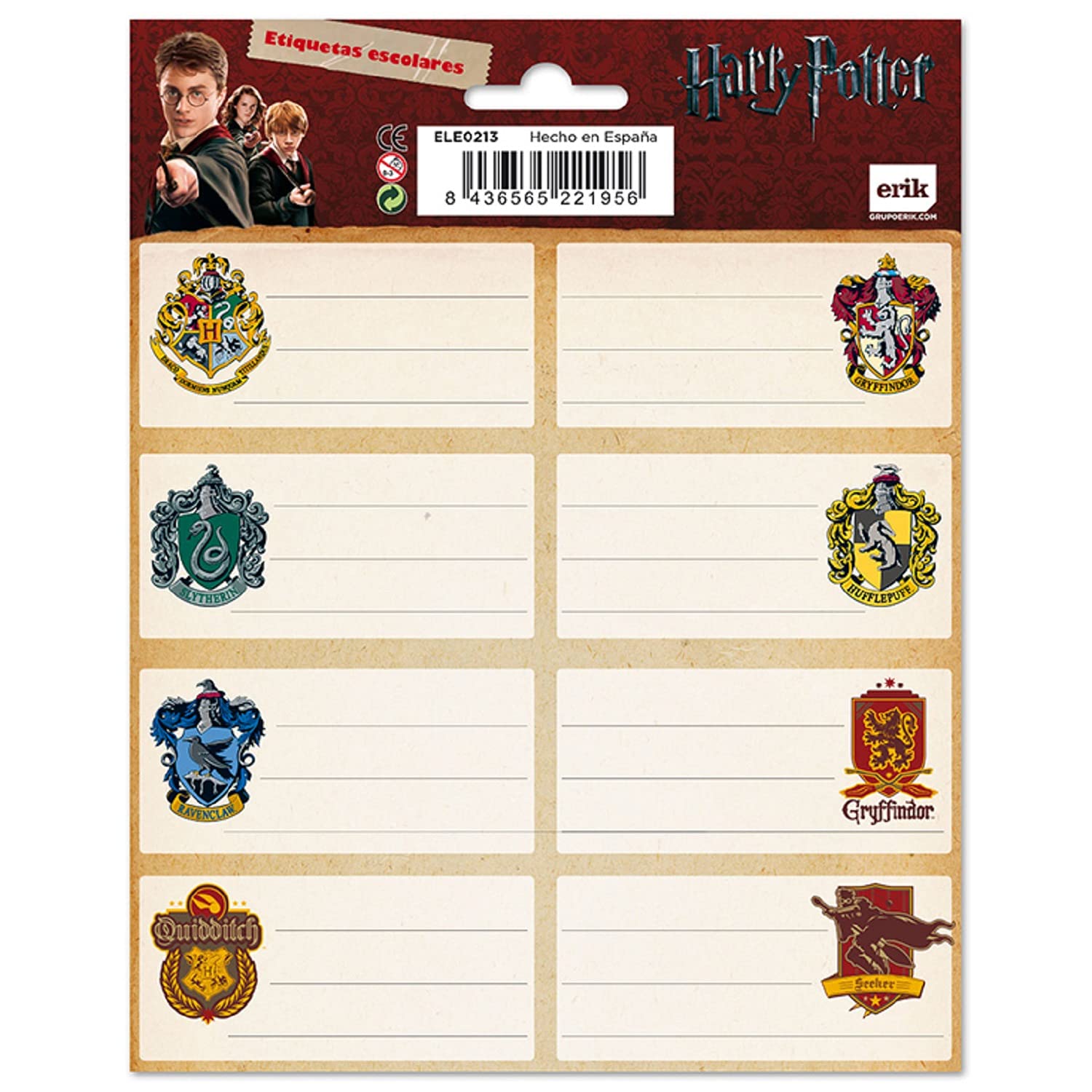 Grupo Erik Harry Potter Stickers | 16 Labels | Rectangular | Adhesive | Paper | 16 x 20 cm