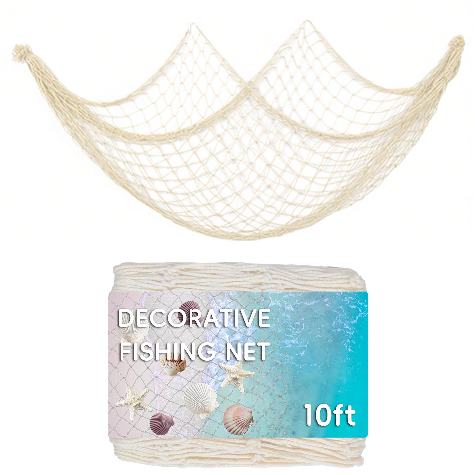 Photo 1 of 10 ft Fishing Net Decor, Fish Net Decorations for Pirate Mermaid Ocean Beach Hawaii Under The Sea Nautical-Themed Party