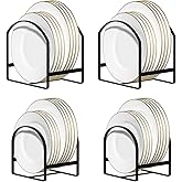 4 Pack Kitchen Plate Holder Organizer for Cabinet Space Saver Dinner Dish Plate Storage Rack Upright Dish Drying Racks Metal