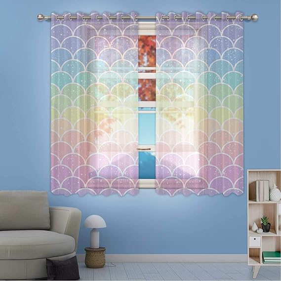 Centh Rainbow, Cortina de Ventana de bahía, patrón de Color arcoíris