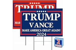 MAGJIUKE Trump Vance 2024 Yard Sign, Donald Trump President JD Vance Vice President 2024 Yard Signs, 18 "X 12" Double-Sided MAGA Sign, Metal H-Shaped Stake, Red And Blue 2-Pack
