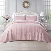 Oversized King Quilt Set 112"x106" – Soft Washed 3-Layer Lightweight California King Bedspread, Minimalist Nordic Design, All-Season Spring & Summer Quilt Set (1 Quilt + 2 Pillow Shams), Blush Pink