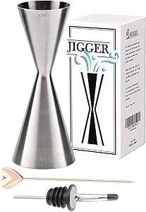 Double Jigger 2oz / 1oz - Premium Janpanese Style Cocktail Jigger, 18/8 Food-Grade Stainless Steel Measure Cup, Barware Tool for Home and Bar (Mirror silver(unibody), 1oz/2oz)