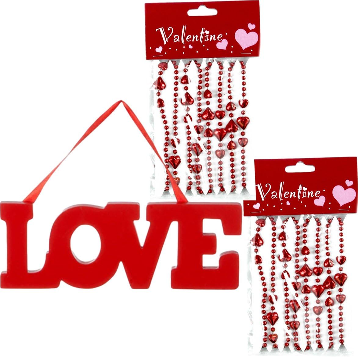 Valentine S Day Decorations For Home Office Or Classroom Bundle Of 3 Items 1 Red Love Wall Decor Wood Sign And 2 4 Foot Red Heart Bead Garland Home Kitchen Amazon Com 1 red love wall decor wood sign and 2 4