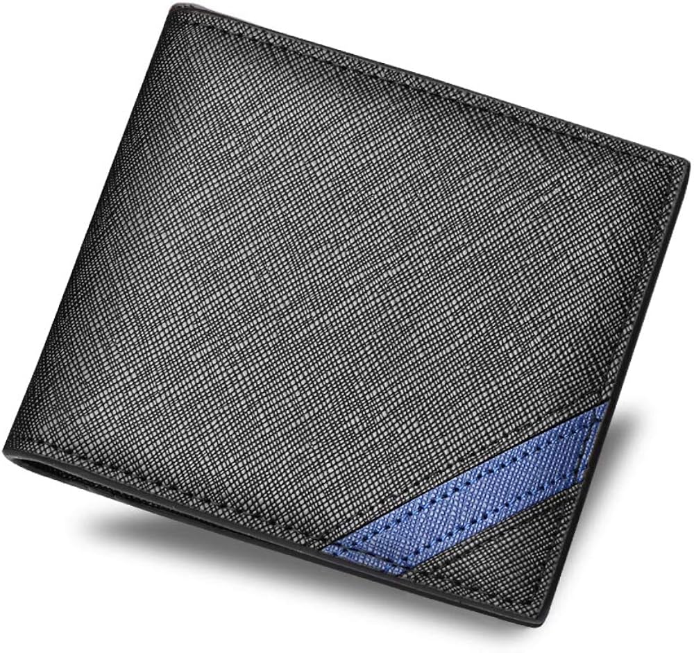 Amazon Acluo 財布 メンズ 二つ折り うすい 2つ折財布 本革 青 財布