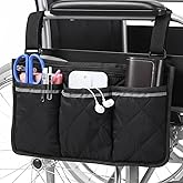 Ouligay Wheelchair Cup Holder Wheelchair Side Bag Wheelchair Armrest Storage Bag to Hang on Side Oversized Zipper Pouch Pocket for Electric Wheelchairs Walker Rollator Scooter