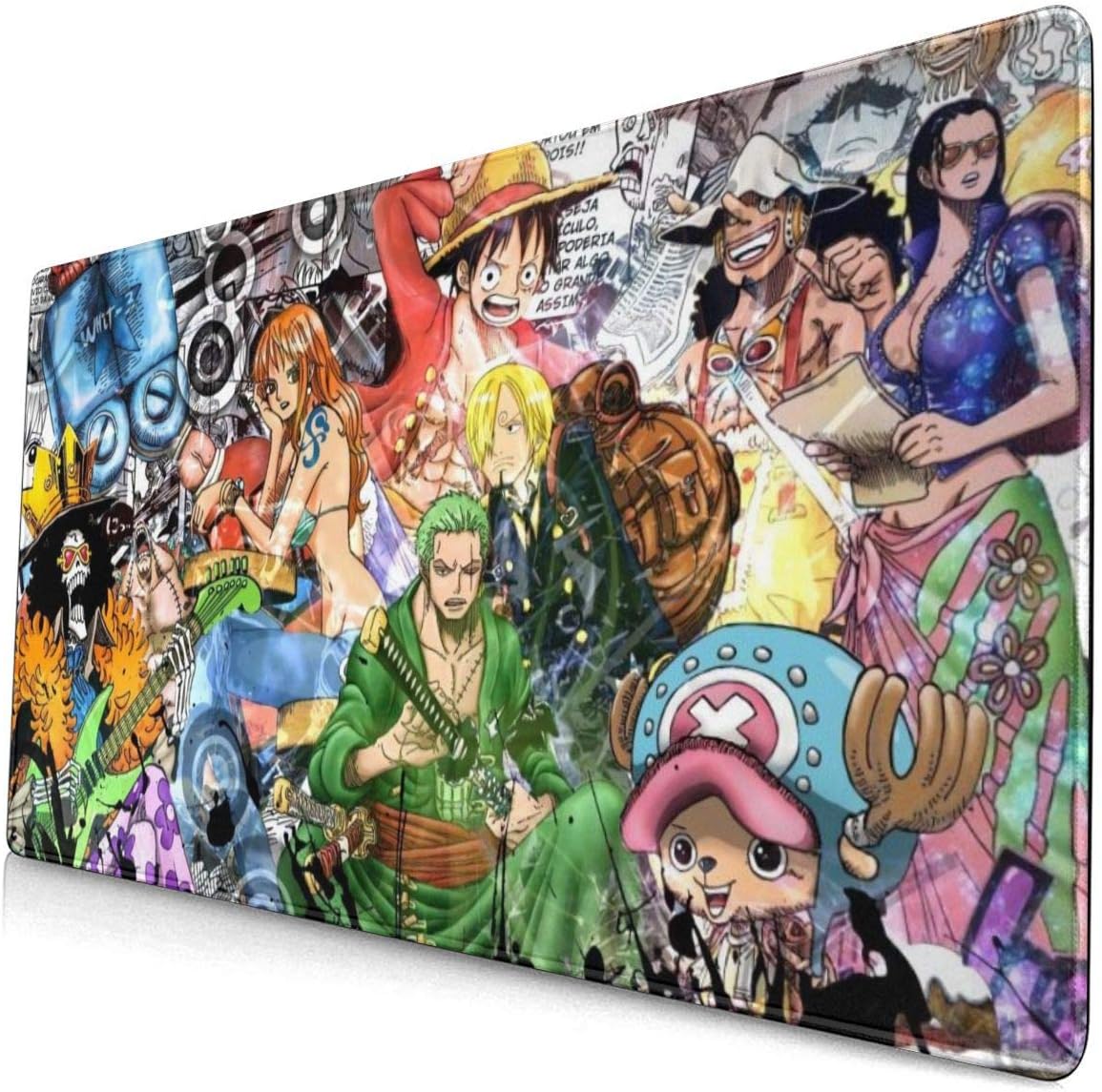 Popular Anime One Piece Large Gaming Mouse Pad Durable Stitched Edges Non-Slip Rubber Base 15.8x29.5 Keyboard Pad Desk Pad for Desk Cover, Computer Keyboard, Pc, Laptop