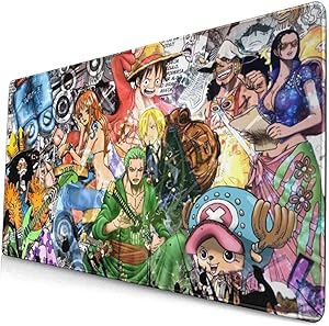 Popular Anime One Piece Large Gaming Mouse Pad Durable Stitched Edges Non-Slip Rubber Base 15.8x29.5 Keyboard Pad Desk Pad for Desk Cover, Computer Keyboard, Pc, Laptop
