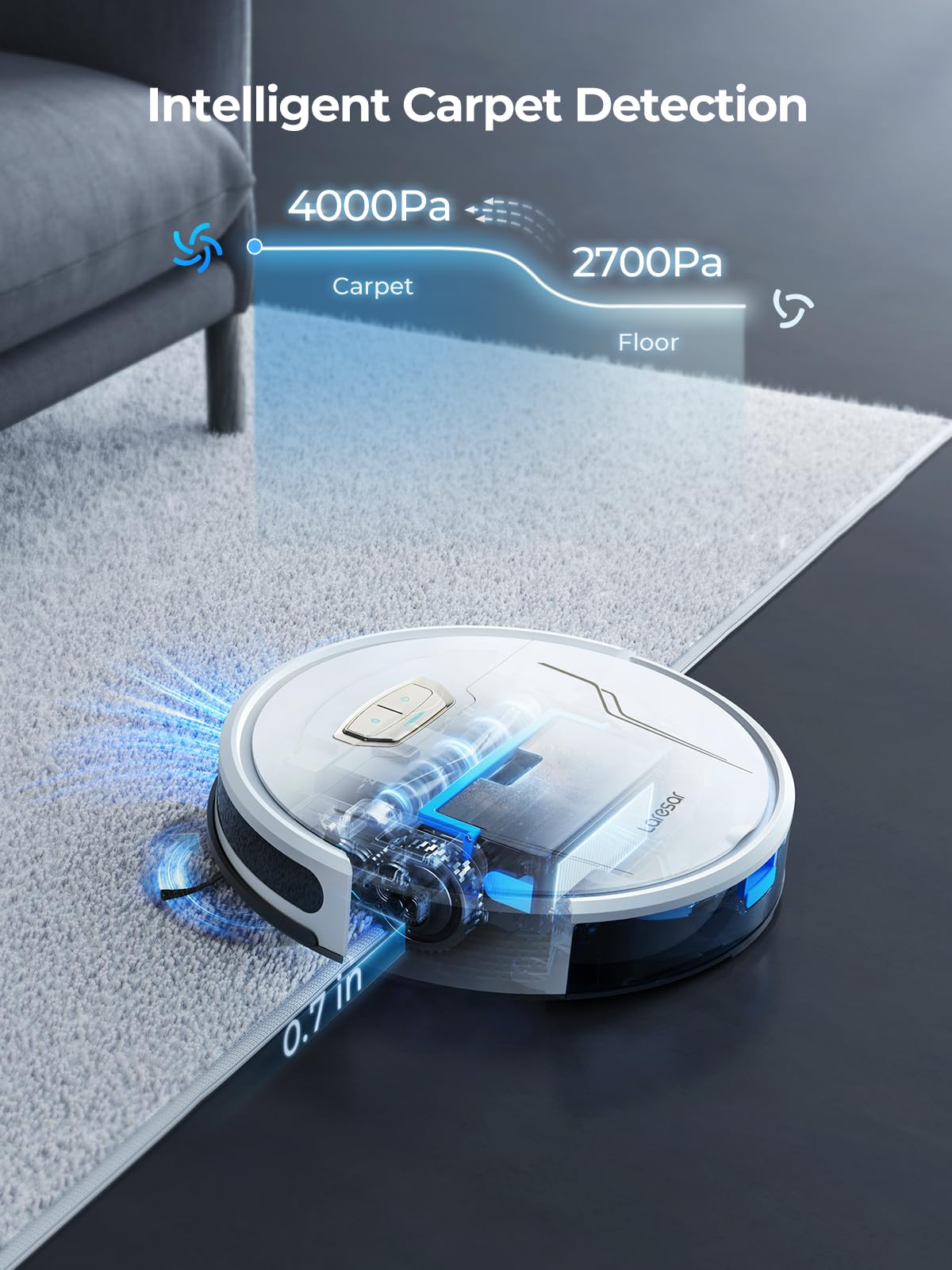 Laresar Robot Vacuum and Mop Combo, 3 in 1 Robotic Vacuum with 3.5L Self Emptying Station, Equipped with Lidar Navigation,Smart App Control, for Pet Hair/Floors/Carpets, L6 Pro, White