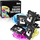 Xcinkjet 3.9.0 SG500 SG1000 Sublimation Ink Cartridges Replacement for Sawgrass SG500 and SG1000 Printers, Compatible with Firmware Version 3.09 or Earlier (BK, C, M, Y, 4PK)