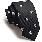 Men's Skinny Novelty Ties Repp Skull Design Jacquard Woven Casual Halloween Necktie